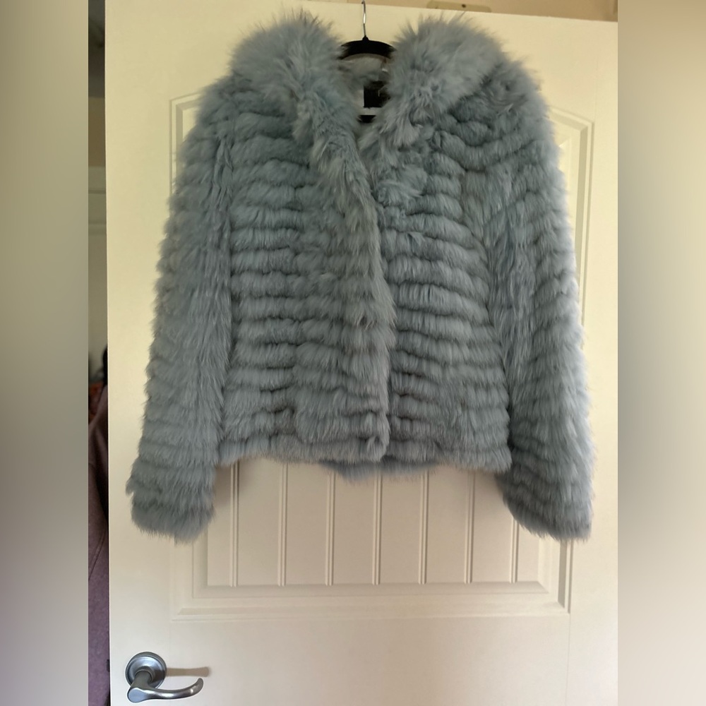 Women's Faux Fur Teddy Jacket in Light Gray